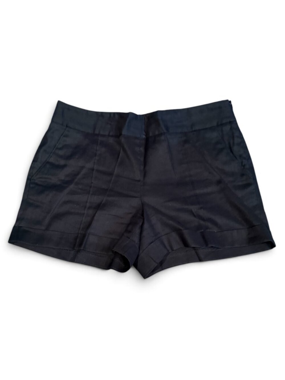 LOFT Linen Blend Black Tailored Shorts Women's Size 8 Career Casual Cuffed